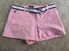 Ralph Lauren Girls Chino Shorts Size 14 Pink with Belt