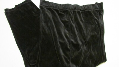 Women's 3X (22W-24W) Velour Poly Black Stretch Pullon Casual Pants White Stag
