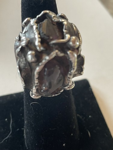 Deep Purple African Amethyst Gemstone 925 Sterling Silver Brutalist Ring Ref#R8 - Picture 2 of 12