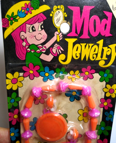 Mod Schmuckset Ohrringe Halskette versiegelt Hongkong 60er Jahre UNBENUTZT Retro Vintage