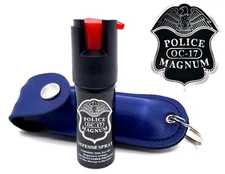 Police Magnum pepper spray 1/2oz Blue Keychain Holster Case Security Protection