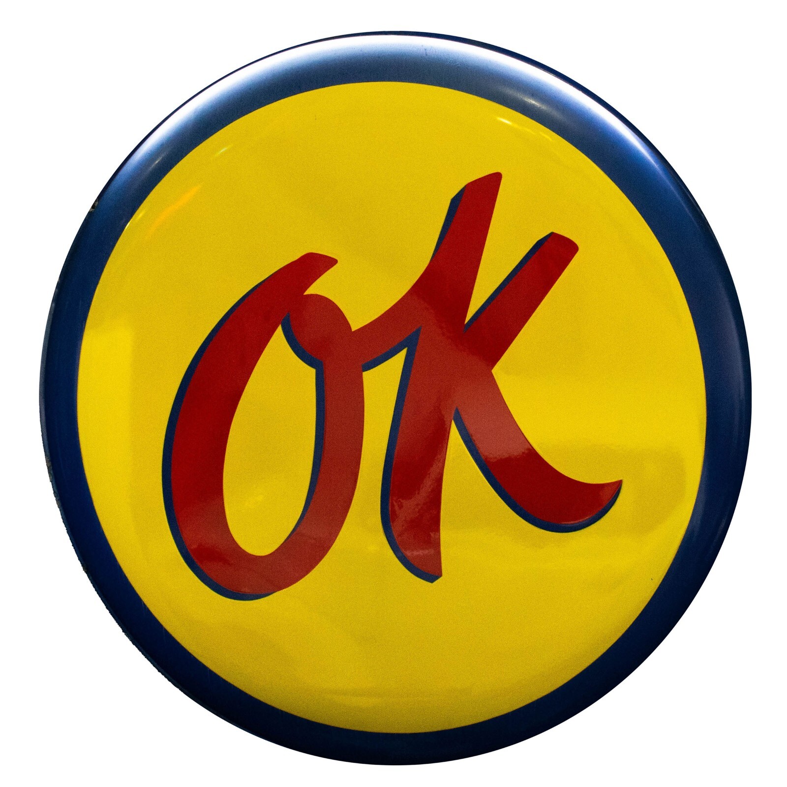 OK Used Cars Vintage 60" Porcelain Round Dealership Sign Large Original