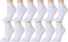 Yacht Smith 12 Pk Kids Low Cut Socks Cotton Ankle Socks Girls  Boys, 4-6, White