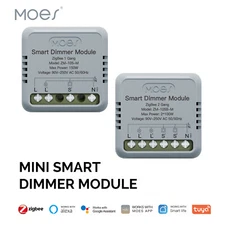 MOES 1/2Gang ZigBee Mini Smart Light Dimmer Switch Module 3-Way Alexa Google APP