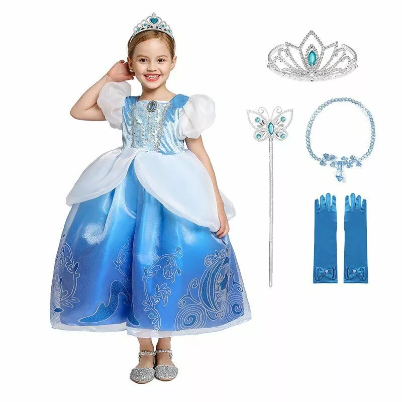 Cinderela Princesa Cosplay Tulle Vestido Kids Girl Ball Vestido Festa De  Baile Vestido Fantasia Fantasia