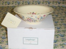 Longaberger Spring Floral Round Pottery Serving Bowl - MADE IN USA