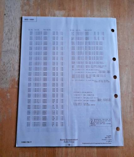 Sony SEQ-V901 Graphic Equalizer Service Manual UK AEP Model - Bild 5 von 5