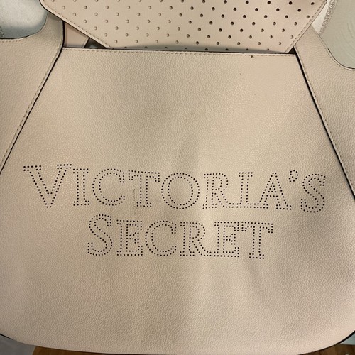 Victoria's Secret Tote Bag Set Laser Cut Logo Purse and Wristlet Beige - Picture 2 of 14