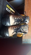 mens steel toe work boots size 9 tan, waterproof  electric shock resistant 