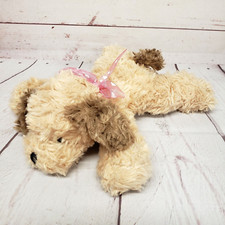 Dan Dee 10" Tan Brown Puppy Dog Valentine Hearts Ribbon Bow 2015 Animal Plush