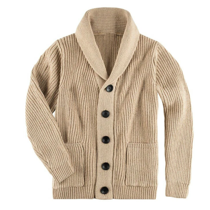 Mens Shawl Collar Cardigan Sweater Cable Knit Button Cotton Sweater with  Pockets