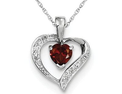 Roter Granat 1/2 Karat (ctw) Herz Anhänger Sterlingsilber