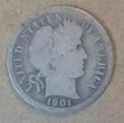 Old World Coin Lot US 90% Silver Barber Dime 1901 G+ KM#113 0.0723 Oz ASW