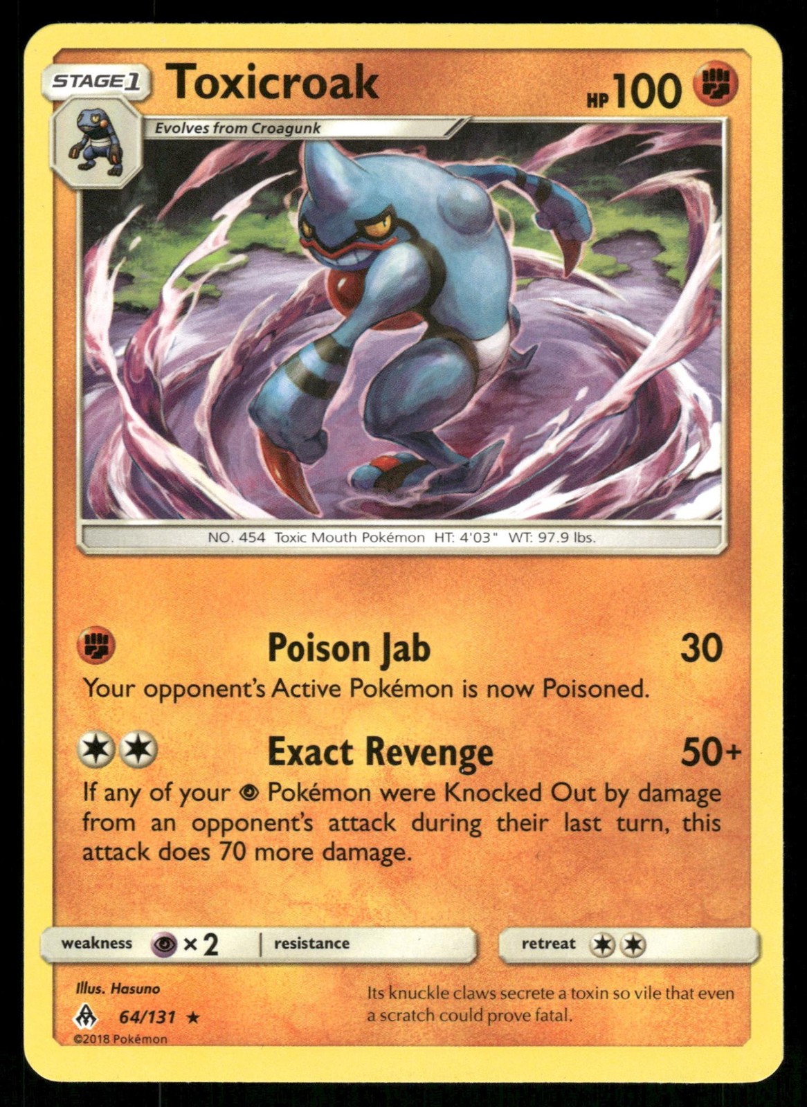 Toxicroak 64/131 Rare Forbidden Light Pokemon Near Mint