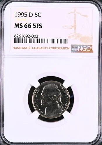 1995-D Jefferson Nickel 5C NGC MS66 5FS Full Steps TOP POP 6/0