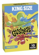 Gushers Fruit Flavored Snacks, 10 King Size Pouches, Tropical Flavor, 10 count