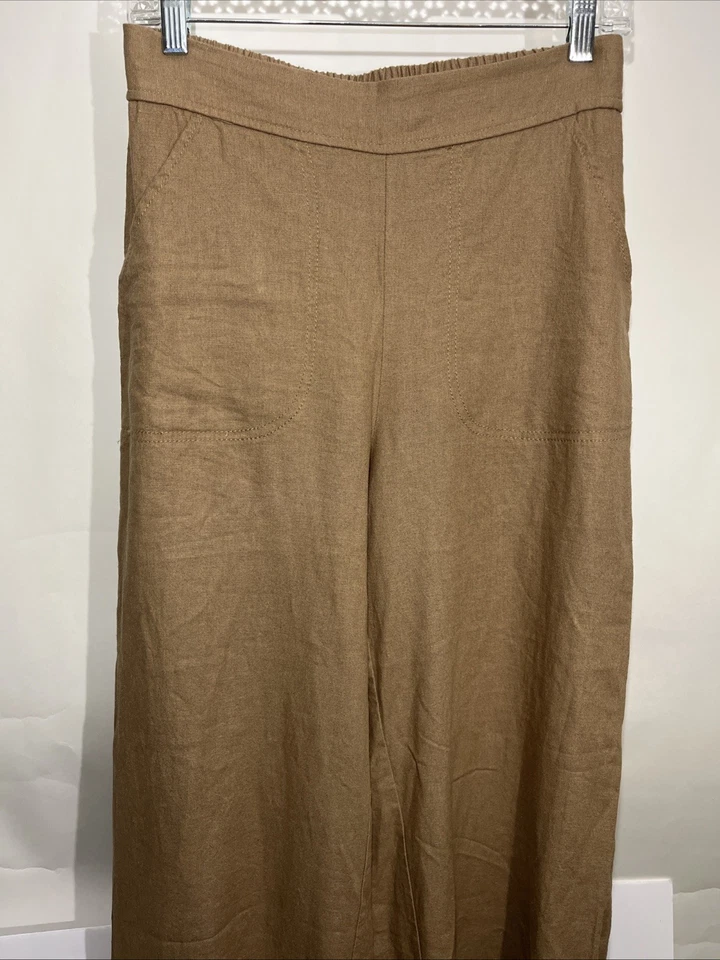 Pantalones pequeños Max Studio para mujer S pierna ancha mezcla de lino bolsillos Pull-on Palazzo Foto 2 de 4