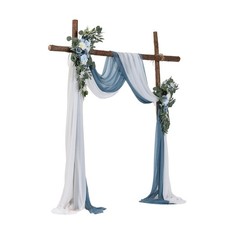 4PCS Blue Wedding Arch Flowers Kit w/ 2 Drapes Ceremony Backdrop Decor