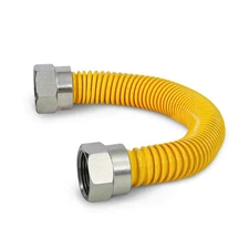Yellow Coated Gas Connector with 5/8'' OD 1/2" ID Nut Fittings