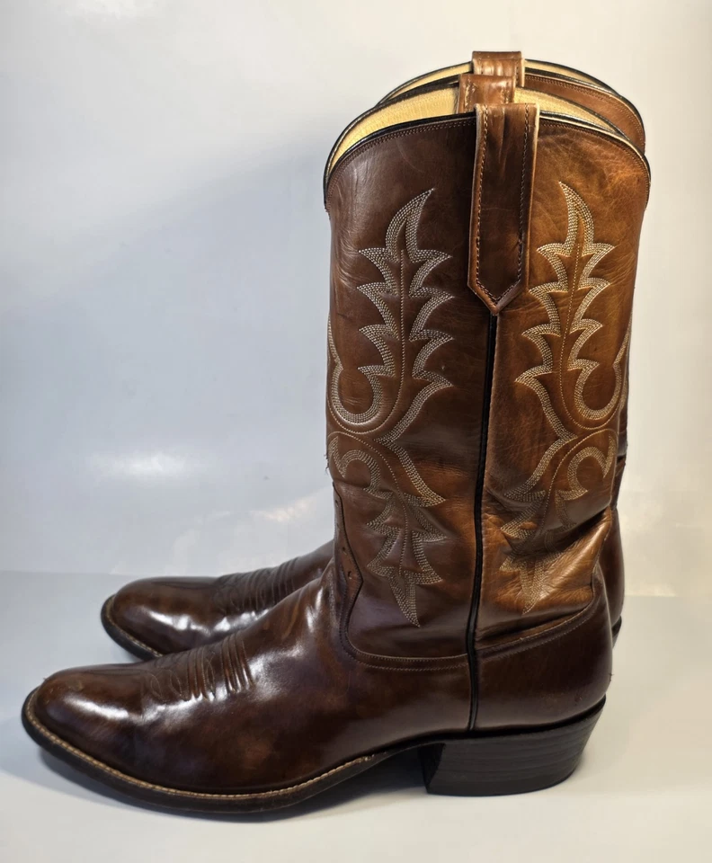 Rios Of Mercedes 男式 11.5 D 棕色手工制作西部牛仔靴 3781H — 第 4/4 张图片