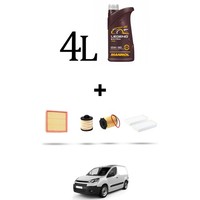 Hoffcar Wartungskit 4 Filter Und 4L ÖL FüR Citroen Berlingo Ii 1.6 Bluehdi 88K