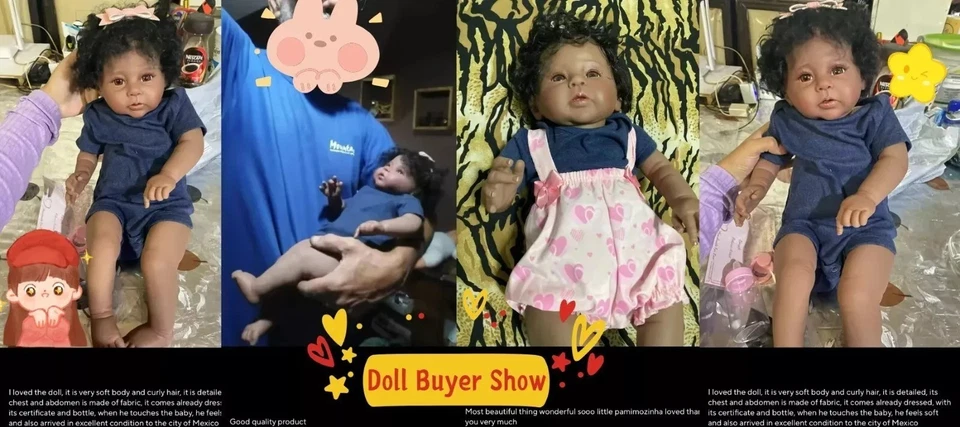 46cm Bambola Reborn afroamericana Baby doll in Silicone Realistica - Immagine 3 di 4