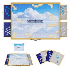 1500 Pcs Adjustable Jigsaw Puzzle Board with 4 Drawers and Cover, Portable Pu...