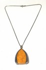 Estate Vintage Sterling Silver Butterscotch Baltic Amber MCM Pendant Necklace — photo 2