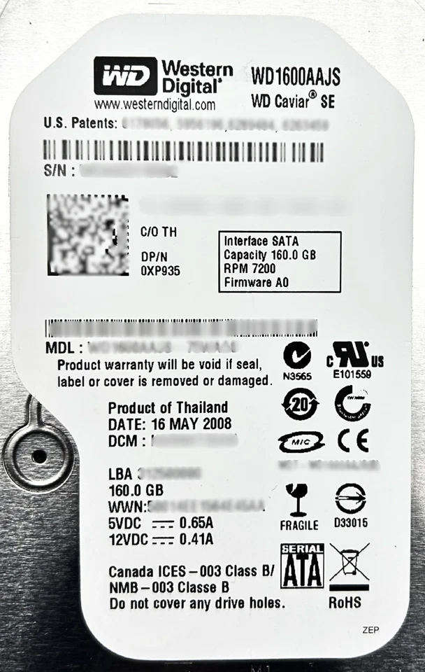Dell XP935 160GB 7.2K SATA 3.5" HDD Hard Drive - Image 2 of 4