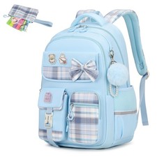 Girls Backpack, Kids Backpack for Girls School Bags with Pen Case, Bow Plaid ...
