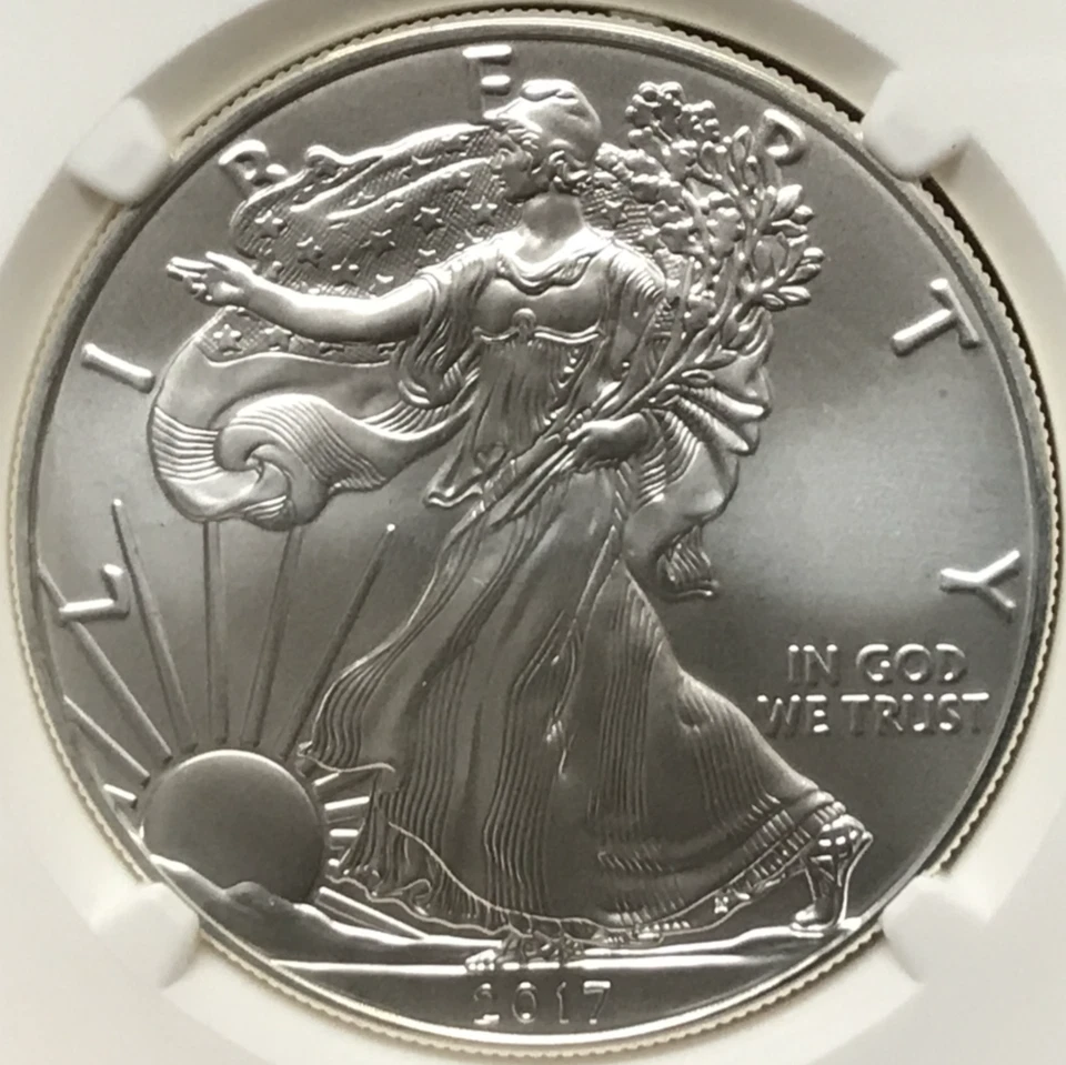 2017-P $1 SAE Silver Eagle NGC MS70 - Treasurer Anna Escobedo Cabral Signature - Image 3 of 4