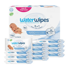 Waterwipes Sensitive Newborn  Baby Wipes, 3-In-1 Cleans, Cares, Protects, 99.9