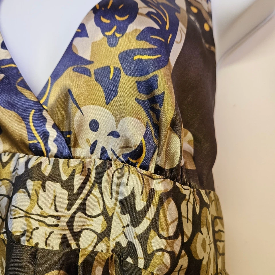 Vestido Charlotte Russe Sin Mangas Halter Satinado Talla L Floral Babydoll Y2K  Foto 3 de 4