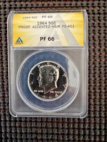 1964 Accented Hair Silver Proof Kennedy Half Dollar  90% Silver PF66