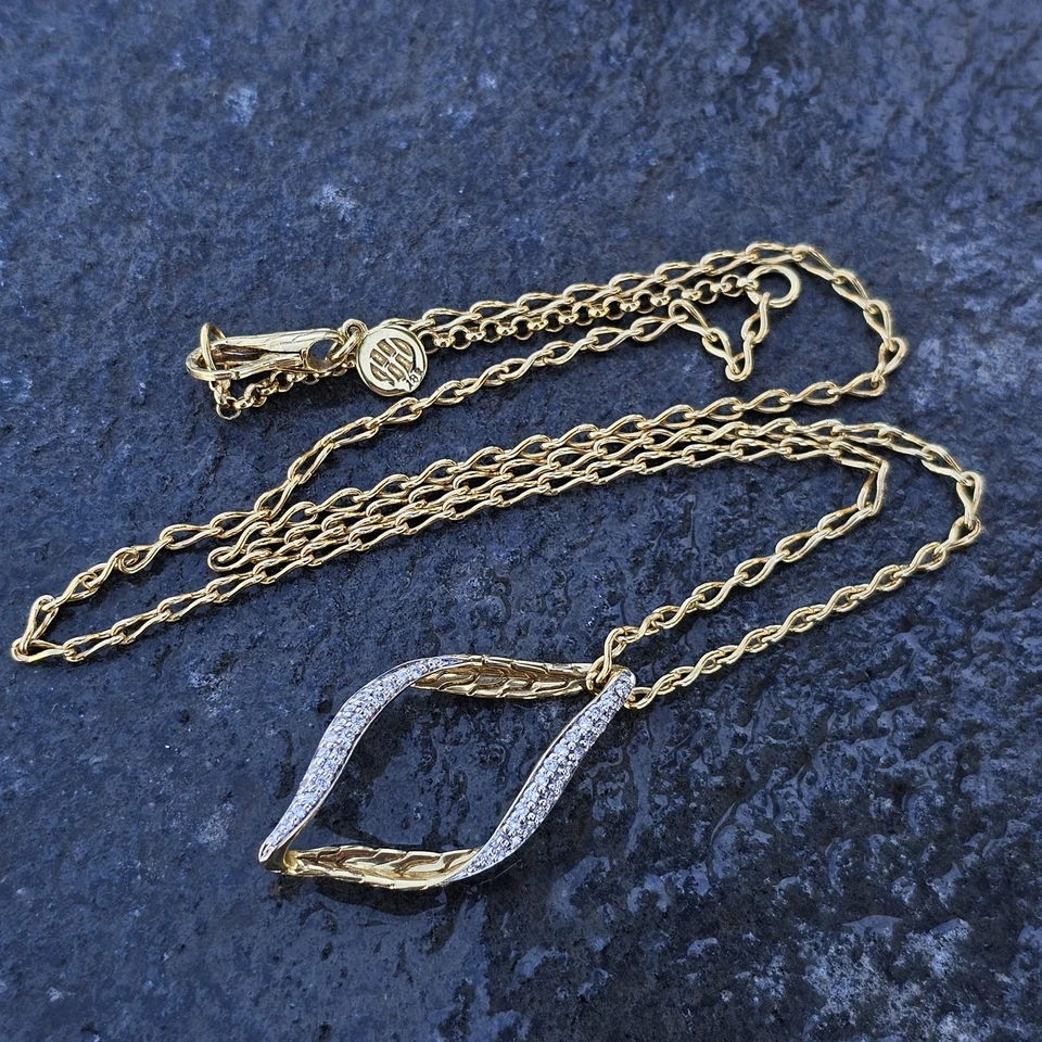Collar colgante de diamantes John Hardy Wave de oro amarillo de 18 k 16" 18" Foto 2 de 4