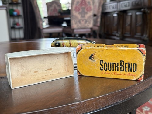 Vtg. South Bend Bass Oreno Model No. 973 YP with Correct Box ~Wood Fishing Lure! - Picture 19 of 21