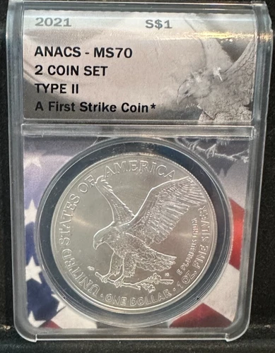 2021 TYPE II American Silver Eagle Graded MS70 by ANACS