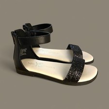 Girls Yosi Samra Miss Cambelle Glitter Sandals Size 12C Black Flats EUC