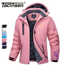 Womens Waterproof Winter Jacket Fleece Lined Warm Snow Outdoor Ski Hooded Jacket