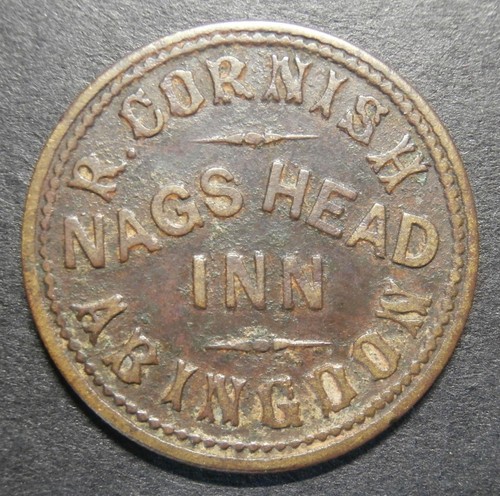 Pub token - Nags Head Inn 3d Abingdon - Oxfordshire threepence R. Cornish 26.3mm