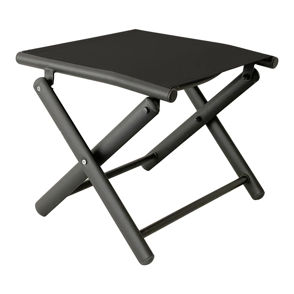 INDA-EXCLUSIV Garten Klapphocker Fußhocker Metall - Textilen Anthrazit / Schwarz