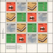 Canada #582-585 MNH sheetlet of 16, 1972