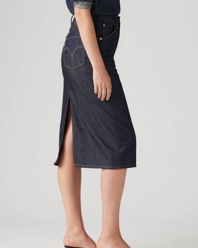 Falda lápiz vaquera azul LEVI'S abertura trasera larga por debajo de la rodilla talla real 32’’’ W