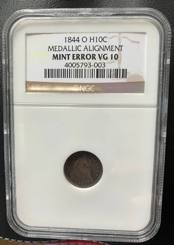 Better Date 1844-O Seated Liberty Half Dime NGC VG 10 Medallic Alignment Error