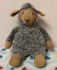 Russ Vintage Chester Plush Sheep Lamb Stuffed Animal 7" Gray/Tan Corduroy Accent