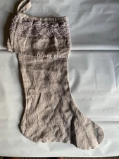 Rachel Ashwell Shabby Chic Linen Lace Mauve Petticoat Xmas Christmas Stocking