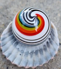 Handmade Contemporary Glass Art Marble Rainbow Twist with UV SIGNED!