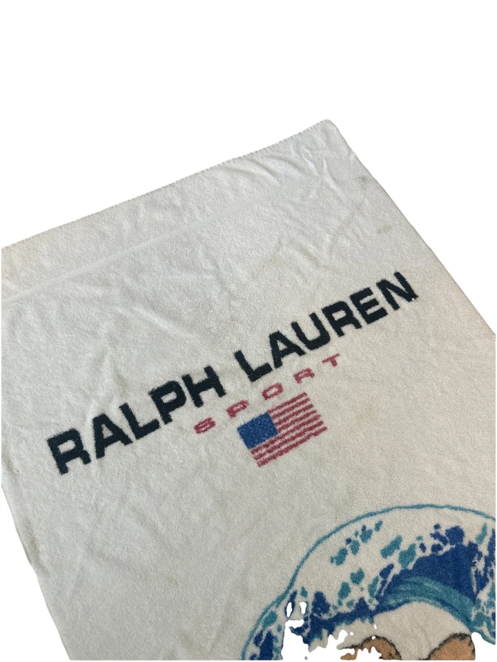 Винтажное пляжное полотенце Ralph Lauren Polo Bear для серфинга махровой ткани 67x34 1990-е - Изображение 3 из 4