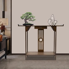 2-Layer Console Table Retro Long Table for Entryway Hall Photo Decor Displaying