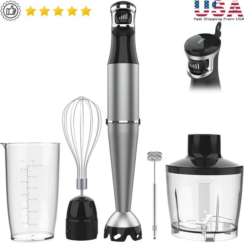 Powerful Immersion Blender Variable Speed Ergonomic Grip Food Safe Blade Guard